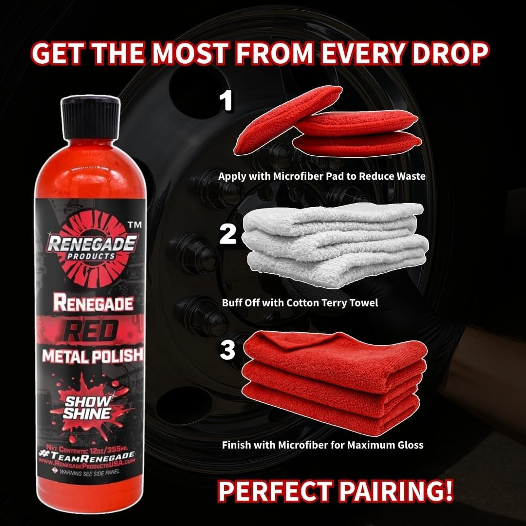 Red Liquid Metal Polish - Metal Polish & Car Scratch Removal, for Use on Chrome, Stainless Steel, & Aluminum, Cleaner & Polish for Cars, Trucks, Bikes
