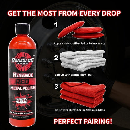 Red Liquid Metal Polish - Metal Polish & Car Scratch Removal, for Use on Chrome, Stainless Steel, & Aluminum, Cleaner & Polish for Cars, Trucks, Bikes