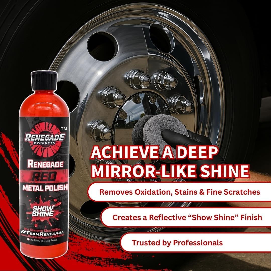 Red Liquid Metal Polish - Metal Polish & Car Scratch Removal, for Use on Chrome, Stainless Steel, & Aluminum, Cleaner & Polish for Cars, Trucks, Bikes
