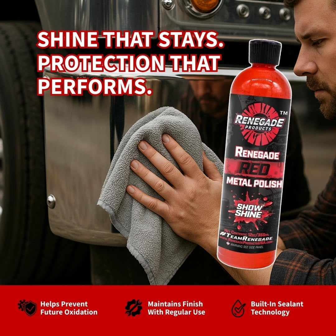 Red Liquid Metal Polish - Metal Polish & Car Scratch Removal, for Use on Chrome, Stainless Steel, & Aluminum, Cleaner & Polish for Cars, Trucks, Bikes