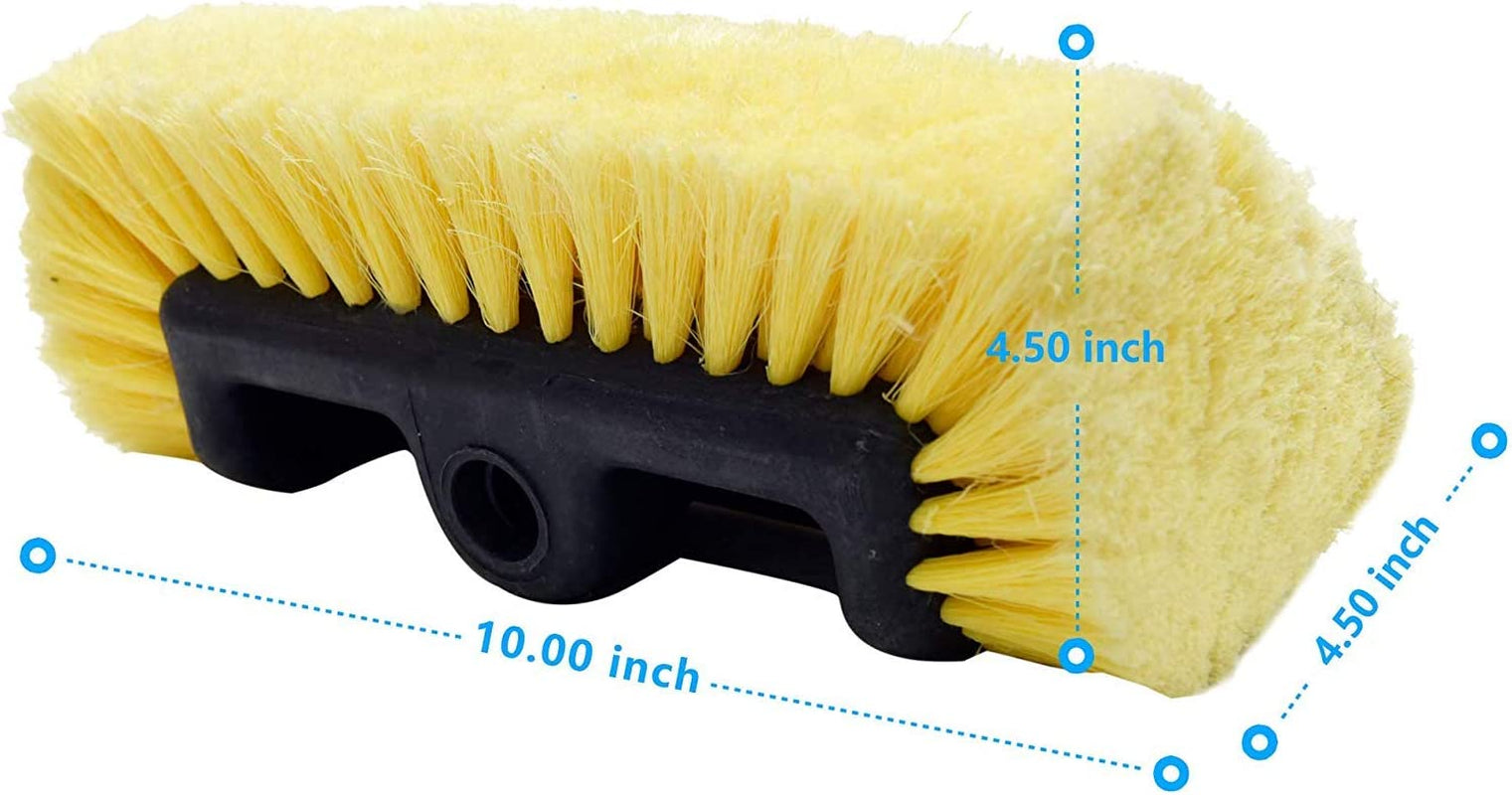 10" Car Wash Brush Head with Soft Bristle for Auto RV Truck Boat Camper Exterior Washing Cleaning, Yellow