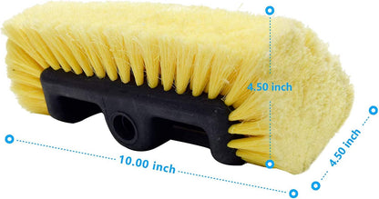10" Car Wash Brush Head with Soft Bristle for Auto RV Truck Boat Camper Exterior Washing Cleaning, Yellow