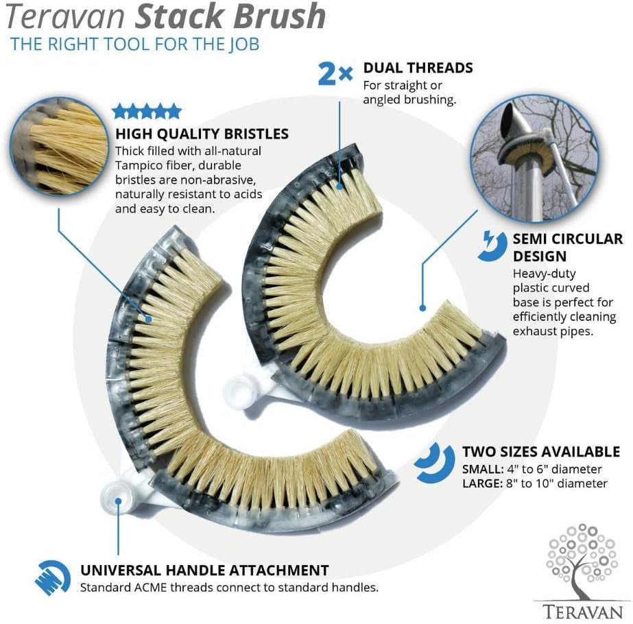 Curved Wash Brush for Exhaust Stack Pipes with Natural Tampico Fiber, Truck Cleaning Brush, Ideal Scrub Brush for Truck Exhaust Stack Pipes ((8"-10" Diameter)