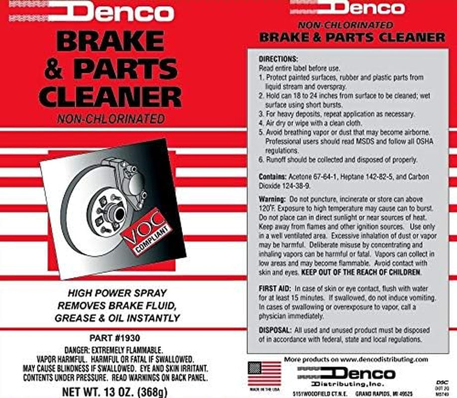 Denco 1930C Brake Cleaner - 15.3 FL OZ - 13 OZ Net Wt - 12 Cans